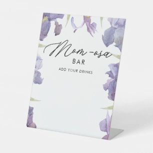 Watercolor Floral Baby Shower Mom-osa Bar Pedestal Sign