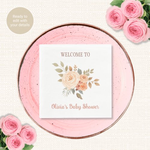 Watercolor Floral Baby Shower Napkins