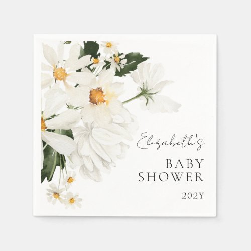 Watercolor Floral Baby Shower Party Paper Napkin