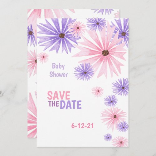 watercolor floral baby shower save the date card