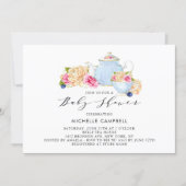 Watercolor Floral Baby Shower Tea Party Invitation (Front)