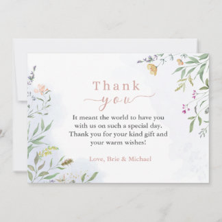Watercolor Floral Baby Shower Thank you Card