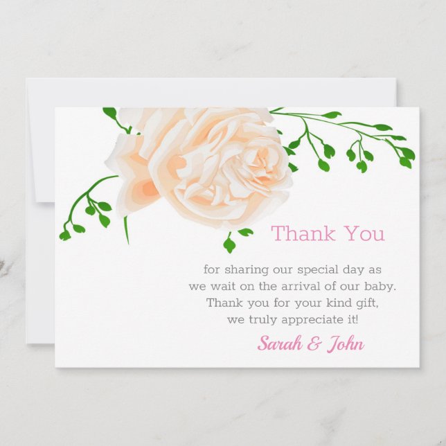 Watercolor Floral Baby Shower Thank You Card (Front)