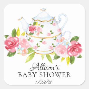 Watercolor Floral BABY Tea Party Envelope Seal