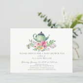 Watercolor Floral Baby Tea Party Invitation (Standing Front)