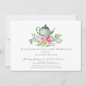 Watercolor Floral Baby Tea Party Invitation (Front)
