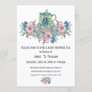 Watercolor Floral Baby Tea Party Invitation