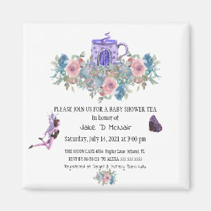 Watercolor Floral Baby Tea Party Invitation Magnet