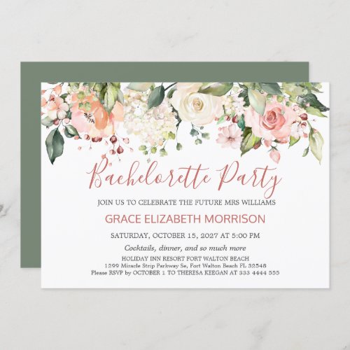 Watercolor floral Bachelorette Party Invitation