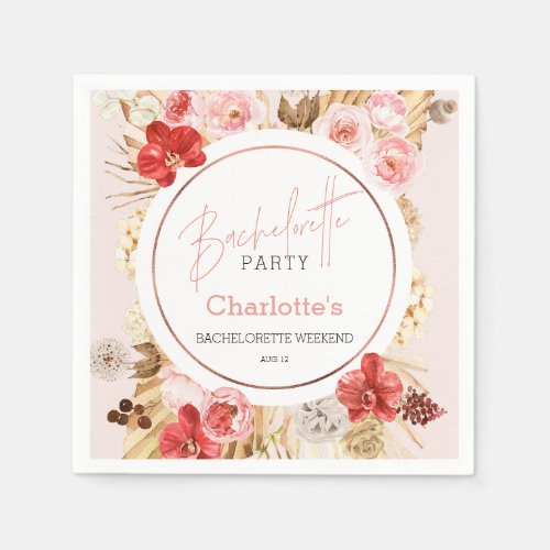 Watercolor Floral Bachelorette Party Napkins