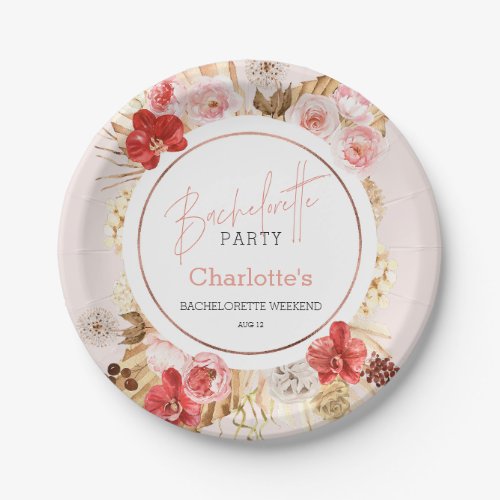 Watercolor Floral Bachelorette Party Paper Plates
