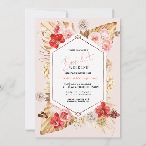 Watercolor Floral Bachelorette Weekend Itinerary Invitation