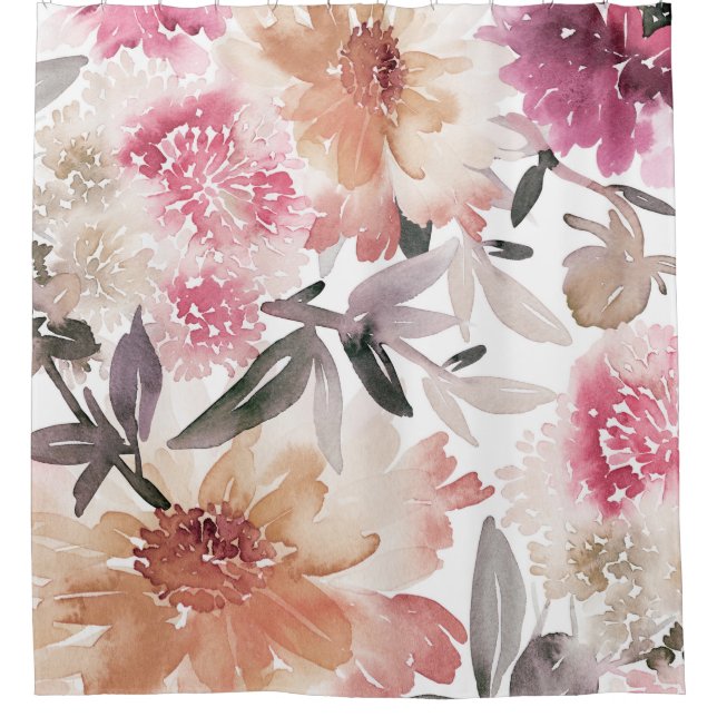 Watercolor floral backgroundpattern,flower,art,flo shower curtain (Front)