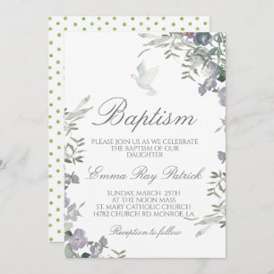 Watercolor Floral Baptism Invitation