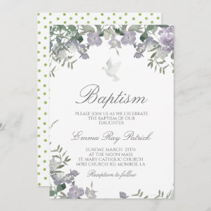 Watercolor Floral Baptism Invitation