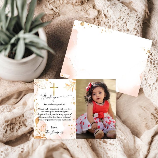 watercolor  floral baptism thank you card (Creator Uploaded)