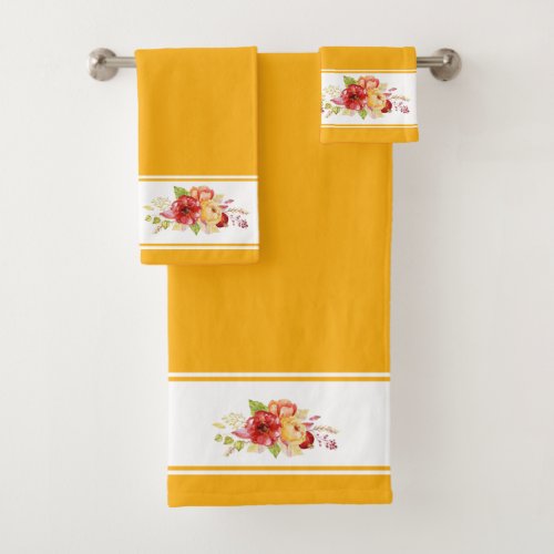Watercolor floral bath towel set