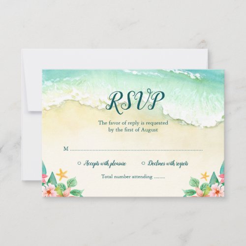 Watercolor Floral Beach Bat Mitzvah RSVP Card