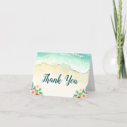 Watercolor Floral Beach Thank You Card