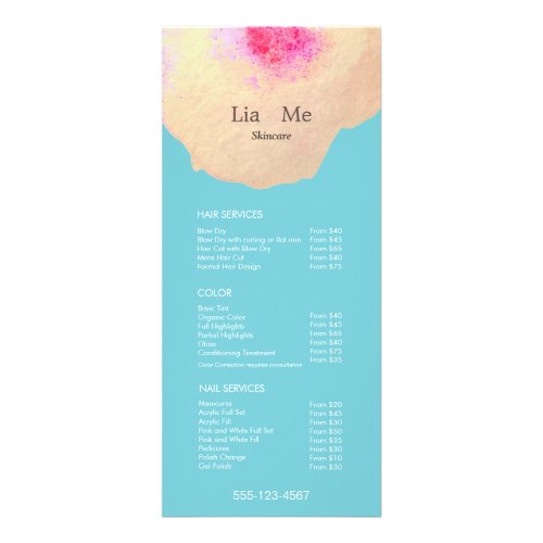 Watercolor Floral Beauty Price List Service Menu