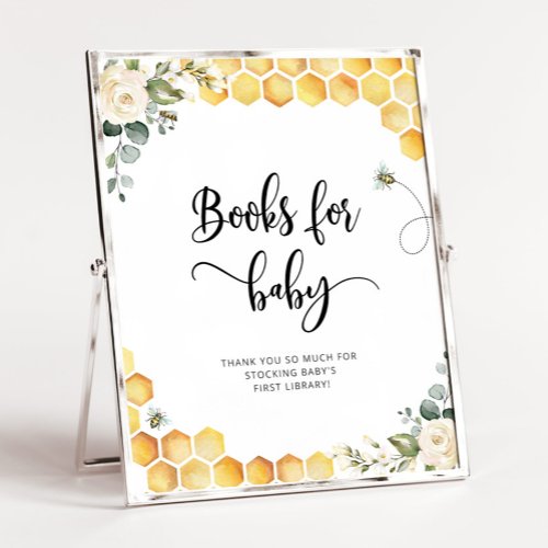 Watercolor floral bee Books for baby Poster