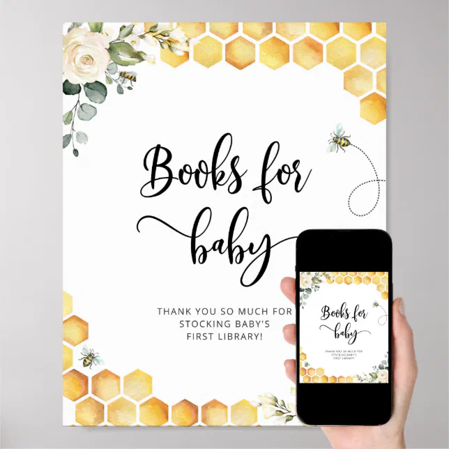 Watercolor floral bee Books for baby Poster | Zazzle