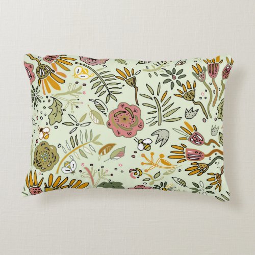 Watercolor Floral Bee Flowers Elegant Modern Accent Pillow