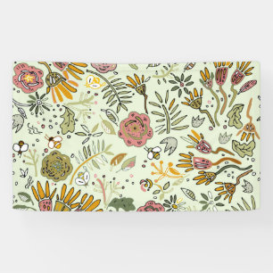 Watercolor Floral Bee Flowers Elegant Modern Banner