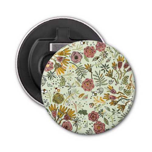 Watercolor Floral Bee Flowers Elegant Modern Bottle Opener