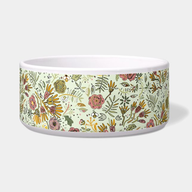 Watercolor Floral Bee Flowers Elegant Modern Bowl (Front)
