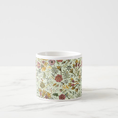 Watercolor Floral Bee Flowers Elegant Modern Espresso Cup