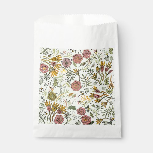 Watercolor Floral Bee Flowers Elegant Modern Favor Bag