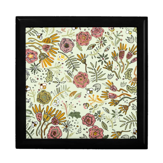 Watercolor Floral Bee Flowers Elegant Modern Gift Box (Front)