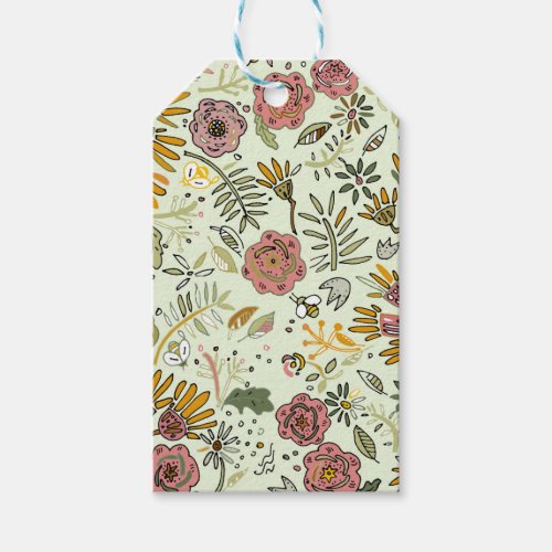 Watercolor Floral Bee Flowers Elegant Modern Gift Tags