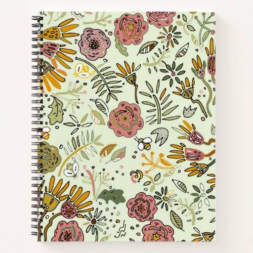 Watercolor Floral Bee Flowers Elegant Modern Notebook