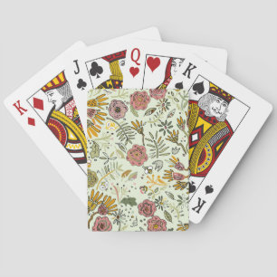 Watercolor Floral Bee Flowers Elegant Modern Poker Cards