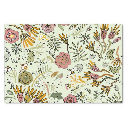 Watercolor Floral Bee Flowers Elegant Modern Tissue Paper