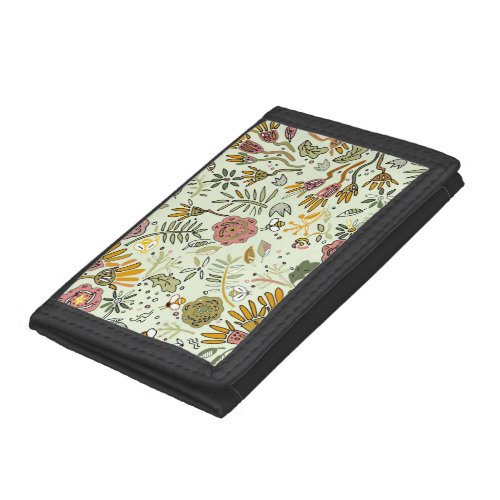 Watercolor Floral Bee Flowers Elegant Modern Trifold Wallet