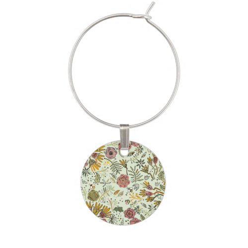 Watercolor Floral Bee Flowers Elegant Modern Wine Charm