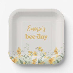Watercolor Floral Bee Paper Plates