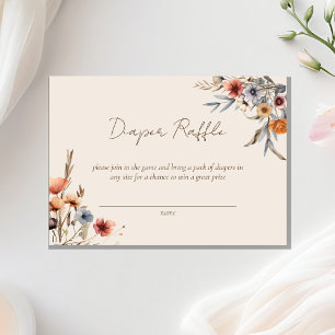 Watercolor Floral Beige Baby Shower Diaper Raffle Enclosure Card