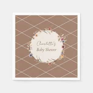 Watercolor Floral Beige Baby Shower Napkins