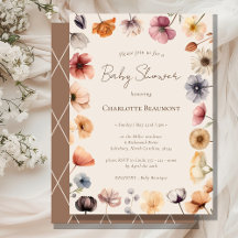 Watercolor Floral Beige Gender Neutral Baby Shower