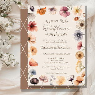Watercolor Floral Beige Sweet Little Baby Shower Invitation