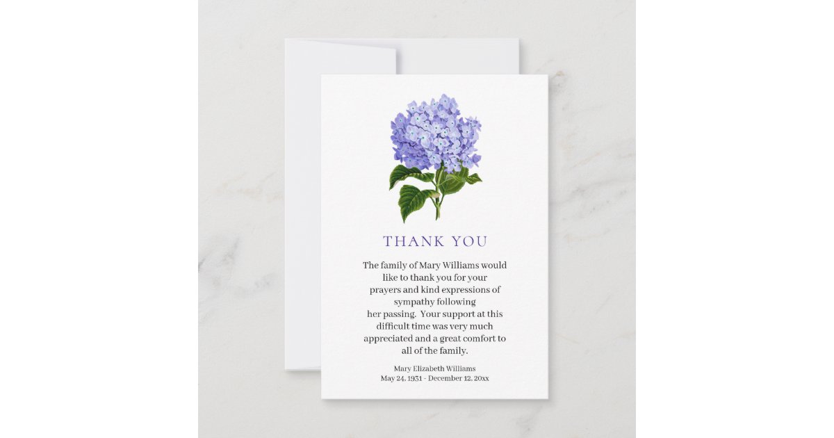 Watercolor Floral Bereavement Funeral Thank You Zazzle