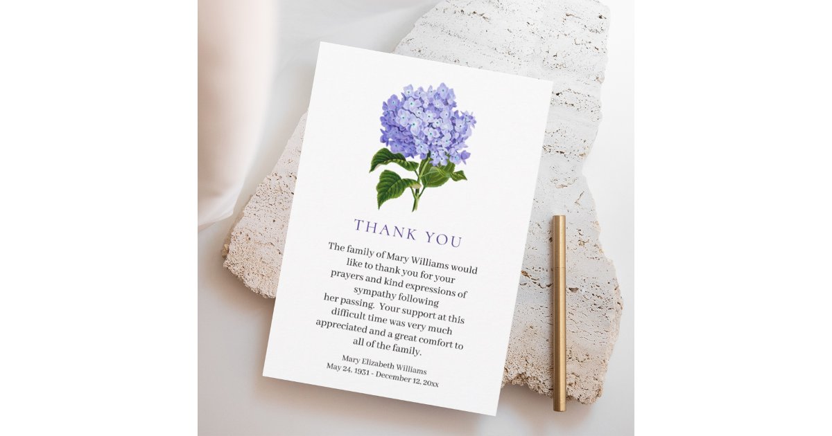 Watercolor Floral Bereavement Funeral Thank You Card | Zazzle