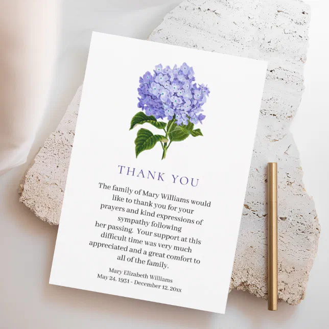 Watercolor Floral Bereavement Funeral Thank You Card | Zazzle