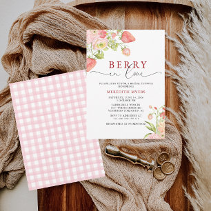 Watercolor Floral Berry in Love Bridal Shower Invitation