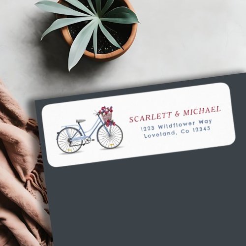 Watercolor Floral Bike Weve Moved Return Address Label