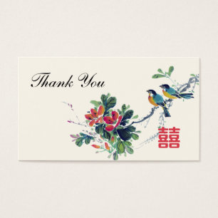 Watercolor Floral Birds Chinese Wedding Favor Tag